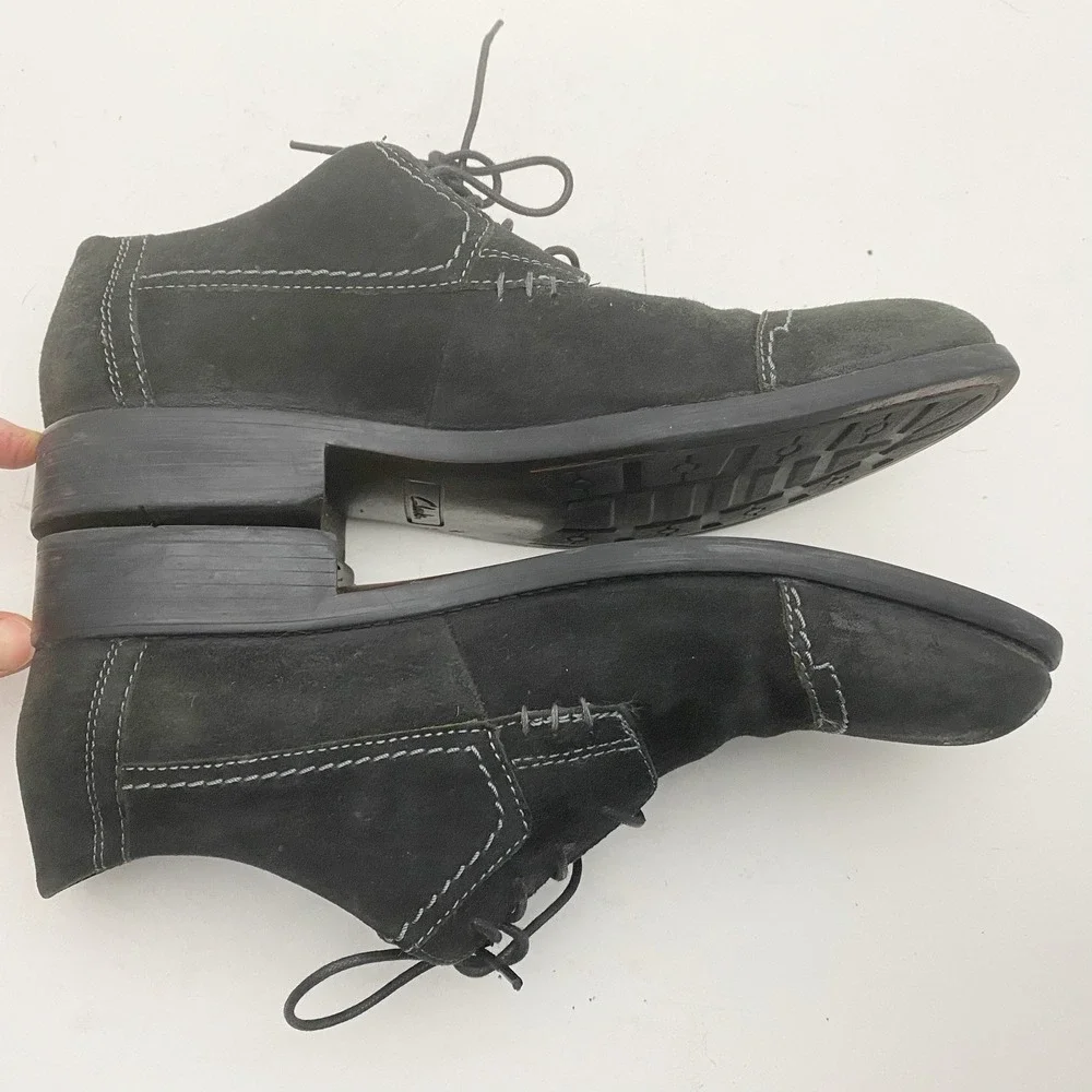 Clarks Mens Black Suede Oxford Dress Shoes Lace Up‎ Comfort Business Casual 8.5M